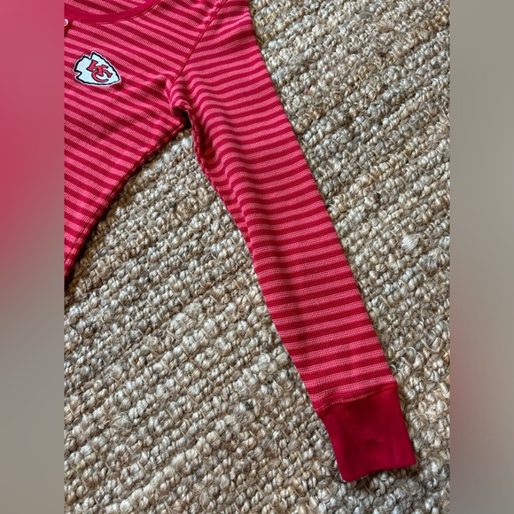 NFL brand Kansas City Chiefs Thermal half button up long sleeve stripes small - Picture 6 of 6
